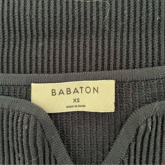 Babaton Blue Sculpt Rib Knit Notch Mini Dress 37604 - Picture 8 of 11